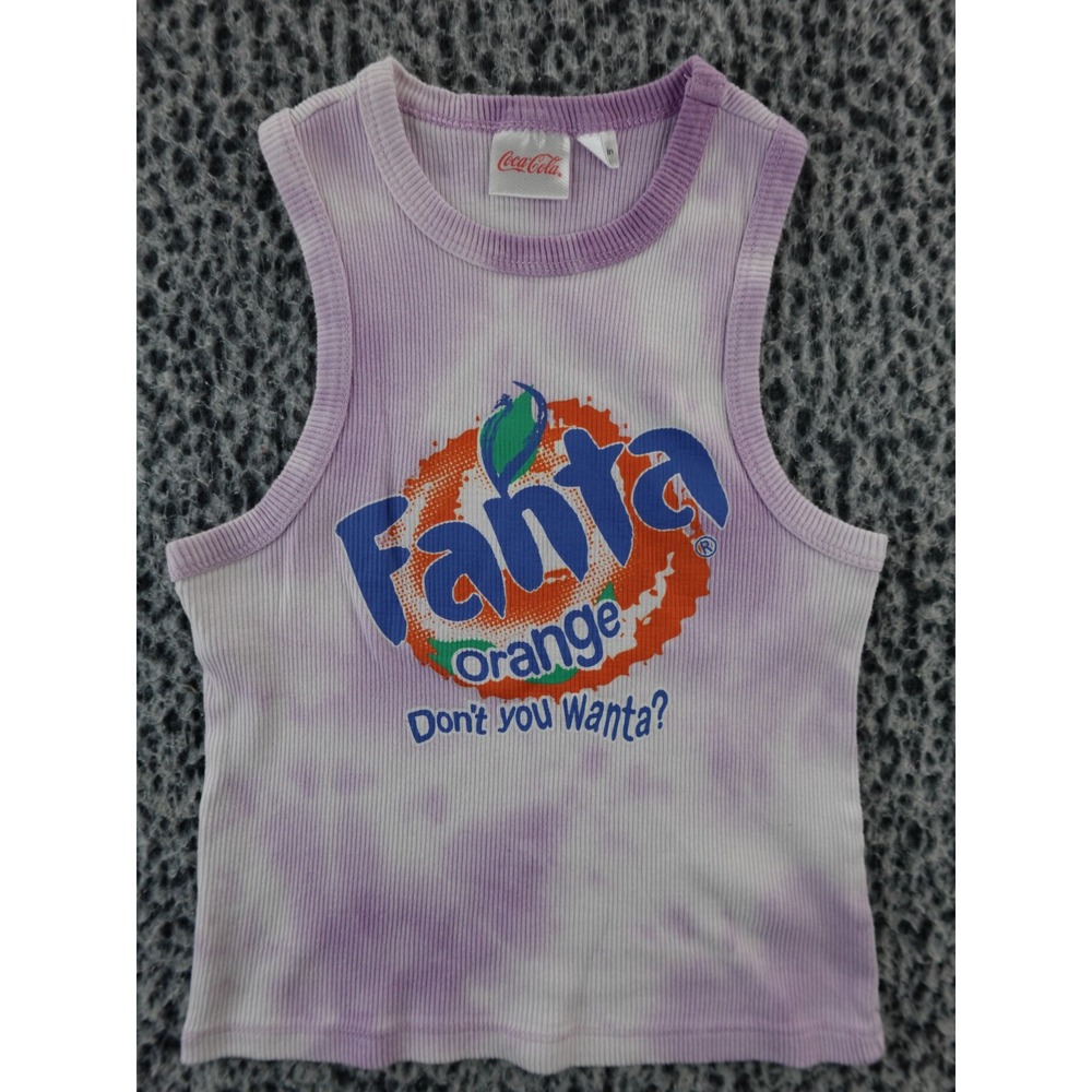 FANTA Orange Don't You Wanta? White & Purple Tie Dye Cropped Tank Top XS